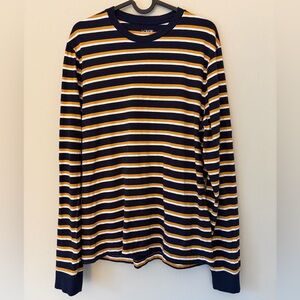 Jcrew Long-Sleve T-Shirt, Stripped in Dark Blue, White, and Gold